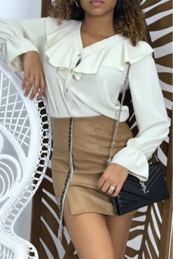 Blouse Beige à Volants