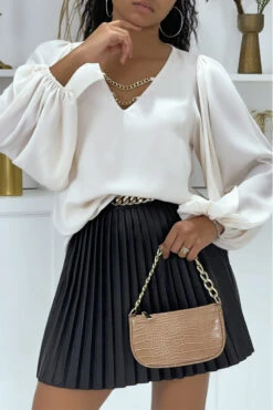 Blouse Beige Manches Bouffante Avec Accessoire Au Col -Default Template 5 blouse beige manches bouffante avec accessoire au col 2