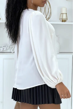Blouse Beige Manches Bouffante Avec Accessoire Au Col -Default Template 5 blouse beige manches bouffante avec accessoire au col 3