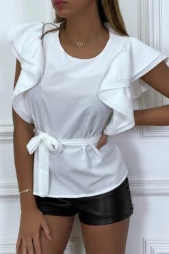 Blouse Blanche à Manches Volants Et Ceinture -Default Template 5 blouse blanche a manches volants et ceinture 6