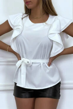 Blouse Blanche à Manches Volants Et Ceinture -Default Template 5 blouse blanche a manches volants et ceinture 7