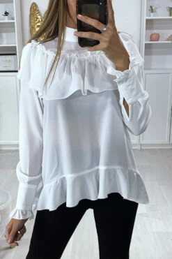 Blouse Blanche à Volant Avec Noeud Au Col -Default Template 5 blouse blanche a volant avec noeud au col 2