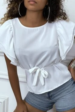 Blouse Blanche à Volant Et Ceinture -Default Template 5 blouse blanche a volant et ceinture 2