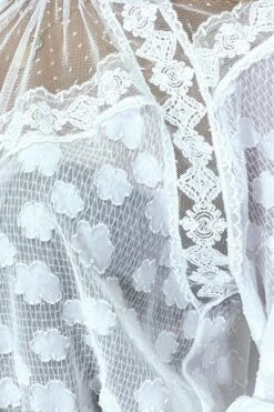 Blouse Blanche En Dentelle à Col Haut Avec élastique à La Taille Et Manches -Default Template 5 blouse blanche en dentelle a col haut avec elastique a la taille et manches 4