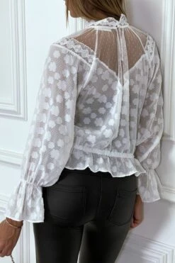 Blouse Blanche En Dentelle à Col Haut Avec élastique à La Taille Et Manches -Default Template 5 blouse blanche en dentelle a col haut avec elastique a la taille et manches 5