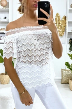 Blouse Blanche En Dentelle Avec Col Bateau -Default Template 5 blouse blanche en dentelle avec col bateau 2