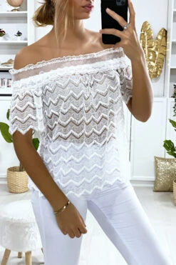 Blouse Blanche En Dentelle Avec Col Bateau -Default Template 5 blouse blanche en dentelle avec col bateau 3