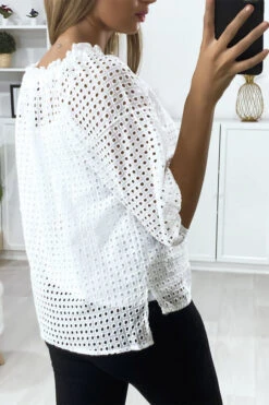 Blouse Blanche Manches Bouffante Col Bateau En Matière à Trous -Default Template 5 blouse blanche manches bouffante col bateau en matiere a trous 5