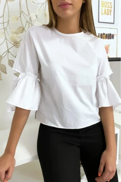 Blouse Blanche Manches Volantes Avec Joli Petit Noeud -Default Template 5 blouse blanche manches volantes avec joli petit noeud 3