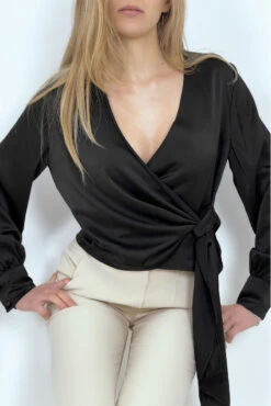 Blouse Cache Coeur Noire Satinée -Default Template 5 blouse cache coeur noire satinee 4