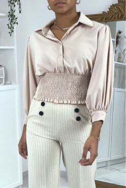 Blouse Courte Beige à Boutons -Default Template 5 blouse courte beige a boutons 2