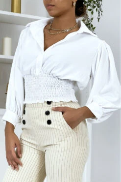 Blouse Courte Blanche à Boutons