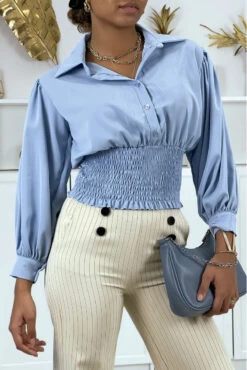 Blouse Courte Bleue à Boutons -Default Template 5 blouse courte bleue a boutons 3