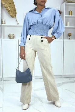 Blouse Courte Bleue à Boutons -Default Template 5 blouse courte bleue a boutons 4