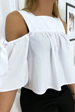Blouse Crop Top Blanche Avec Noeuds -Default Template 5 blouse crop top blanche avec noeuds 2