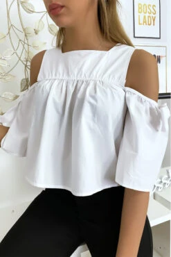 Blouse Crop Top Blanche Avec Noeuds -Default Template 5 blouse crop top blanche avec noeuds 4