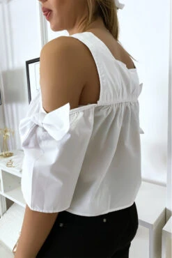 Blouse Crop Top Blanche Avec Noeuds -Default Template 5 blouse crop top blanche avec noeuds 5