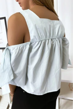 Blouse Crop Top Bleu Avec Noeuds -Default Template 5 blouse crop top bleu avec noeuds 5