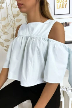 Blouse Crop Top Bleu Avec Noeuds -Default Template 5 blouse crop top bleu avec noeuds 6