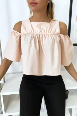 Blouse Crop Top Rose Avec Noeuds -Default Template 5 blouse crop top rose avec noeuds 2