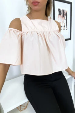 Blouse Crop Top Rose Avec Noeuds -Default Template 5 blouse crop top rose avec noeuds 3