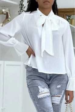 Blouse Fluide Blanche à Manches Longues -Default Template 5 blouse fluide blanche a manches longues 3