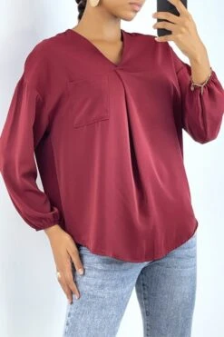 Blouse Fluide Bordeaux Avec Poche Sur L'avant -Default Template 5 blouse fluide bordeaux avec poche sur l avant 1