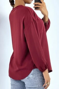 Blouse Fluide Bordeaux Avec Poche Sur L'avant -Default Template 5 blouse fluide bordeaux avec poche sur l avant 2