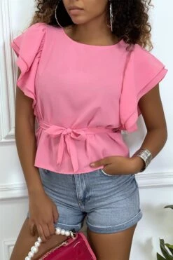 Blouse Fuchsia à Volant Et Ceinture -Default Template 5 blouse fuchsia a volant et ceinture 2