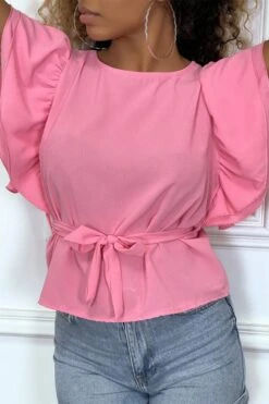 Blouse Fuchsia à Volant Et Ceinture -Default Template 5 blouse fuchsia a volant et ceinture 4