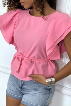 Blouse Fuchsia à Volant Et Ceinture -Default Template 5 blouse fuchsia a volant et ceinture 5