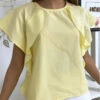 Blouse Jaune à Volant Avec Trois Boutons à L'épaules -Default Template 5 blouse jaune a volant avec trois boutons a l epaules