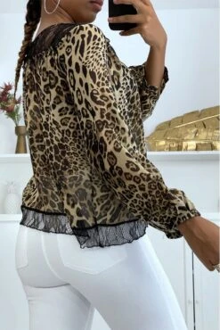 Blouse Motif Leopard Camel Avec Dentelle Au Buste -Default Template 5 blouse motif leopard camel avec dentelle au buste 2