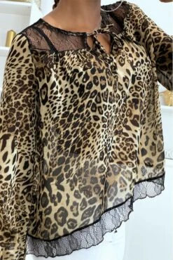 Blouse Motif Leopard Camel Avec Dentelle Au Buste -Default Template 5 blouse motif leopard camel avec dentelle au buste 3