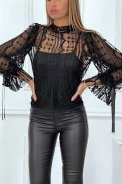 Blouse Noire En Tulle Et Dentelle à Volants -Default Template 5 blouse noire en tulle et dentelle a volants 10