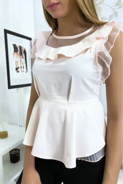 Blouse Rose Avec Volant Et Tulle -Default Template 5 blouse rose avec volant et tulle 1