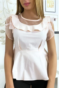 Blouse Rose Avec Volant Et Tulle -Default Template 5 blouse rose avec volant et tulle 2