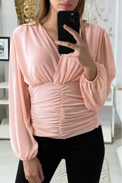 Blouse Rose Croisé Au Buste Et Cintré à La Taille -Default Template 5 blouse rose croise au buste et cintre a la taille 1