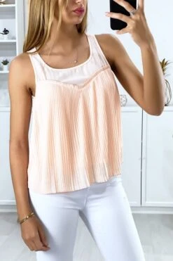 Blouse Rose Doublé Et Plissé à L'avant -Default Template 5 blouse rose double et plisse a l avant 1