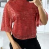 Blouse Rouge Pailleté Manche Volante -Default Template 5 blouse rouge paillete manche volante