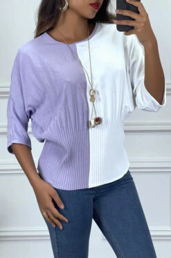 Blouse Violette Et Blanche à Manches Chauve Souris -Default Template 5 blouse violette et blanche a manches chauve souris 2