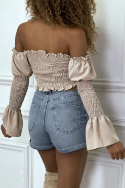 Bustier Beige Ajustable à Manches Volant -Default Template 5 bustier beige ajustable a manches volant 4