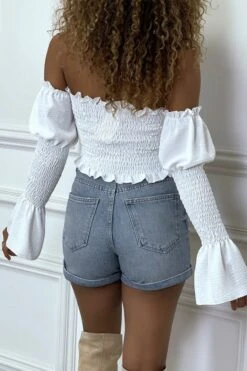 Bustier Blanc Ajustable à Manches Volant -Default Template 5 bustier blanc ajustable a manches volant 4