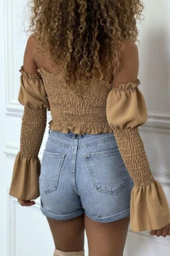 Bustier Camel Ajustable à Manches Volant -Default Template 5 bustier camel ajustable a manches volant 5