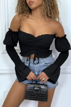 Bustier Noir Ajustable à Manches Volant -Default Template 5 bustier noir ajustable a manches volant 2