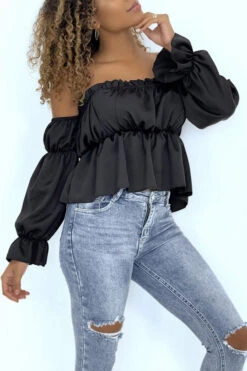 Bustier Satiné Noir Avec Manches à Part -Default Template 5 bustier satine noir avec manches a part 1