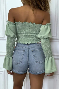 Bustier Vert Ajustable à Manches Volant -Default Template 5 bustier vert ajustable a manches volant 4