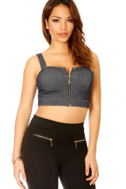 Bustier Zippé En Jeans Bleu Avec Bretelles Et Bonnet. Top Femme 2851 -Default Template 5 bustier zippe en jeans bleu avec bretelles et bonnet top femme 2851 2
