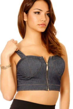 Bustier Zippé En Jeans Bleu Avec Bretelles Et Bonnet. Top Femme 2851 -Default Template 5 bustier zippe en jeans bleu avec bretelles et bonnet top femme 2851 3