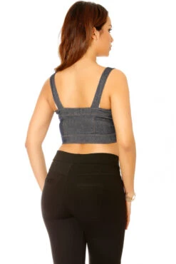 Bustier Zippé En Jeans Bleu Avec Bretelles Et Bonnet. Top Femme 2851 -Default Template 5 bustier zippe en jeans bleu avec bretelles et bonnet top femme 2851 5